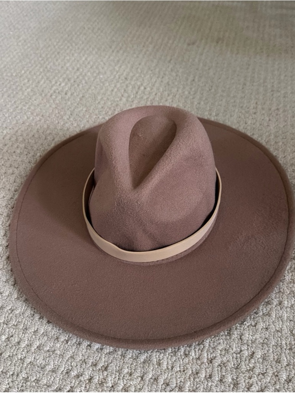 Wide Brim Women's Felt Fedora Hat - Brown